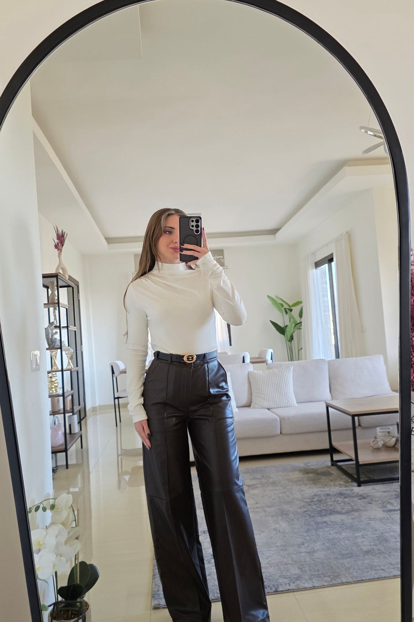 The Elion Leather Pants - Brown