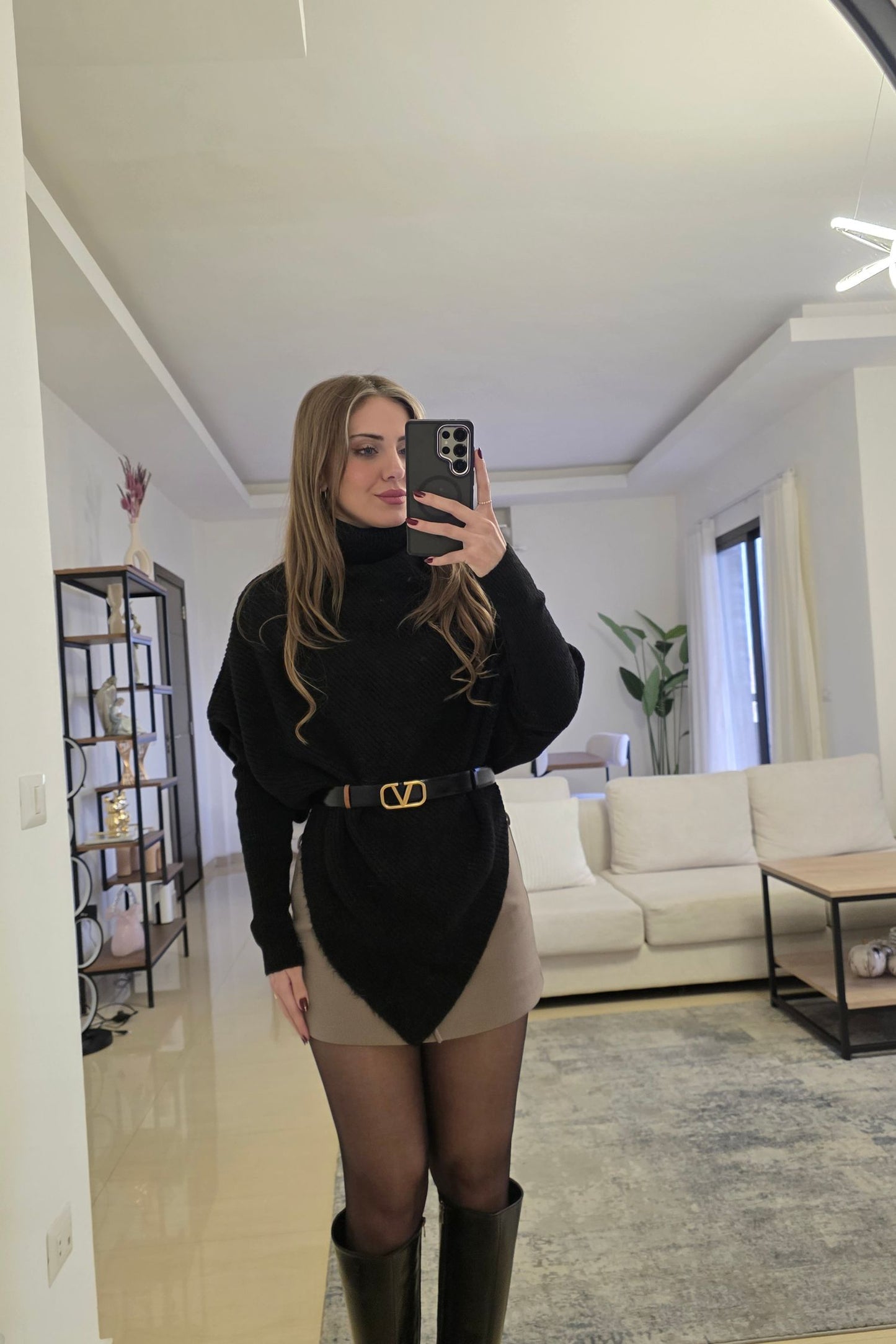Lucy High Neck Sweater – Black