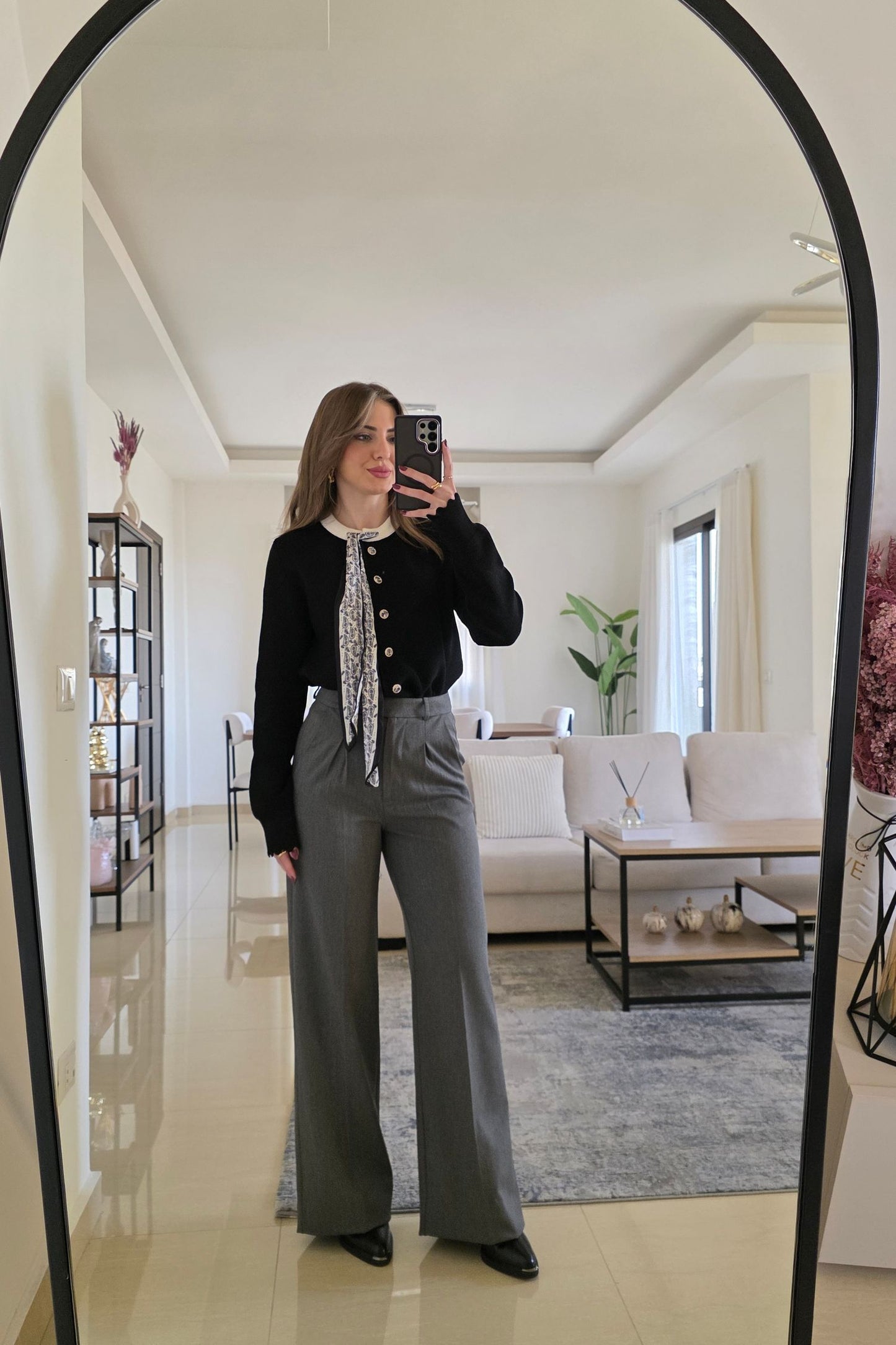 Monica Wide-Leg Pants - Gray