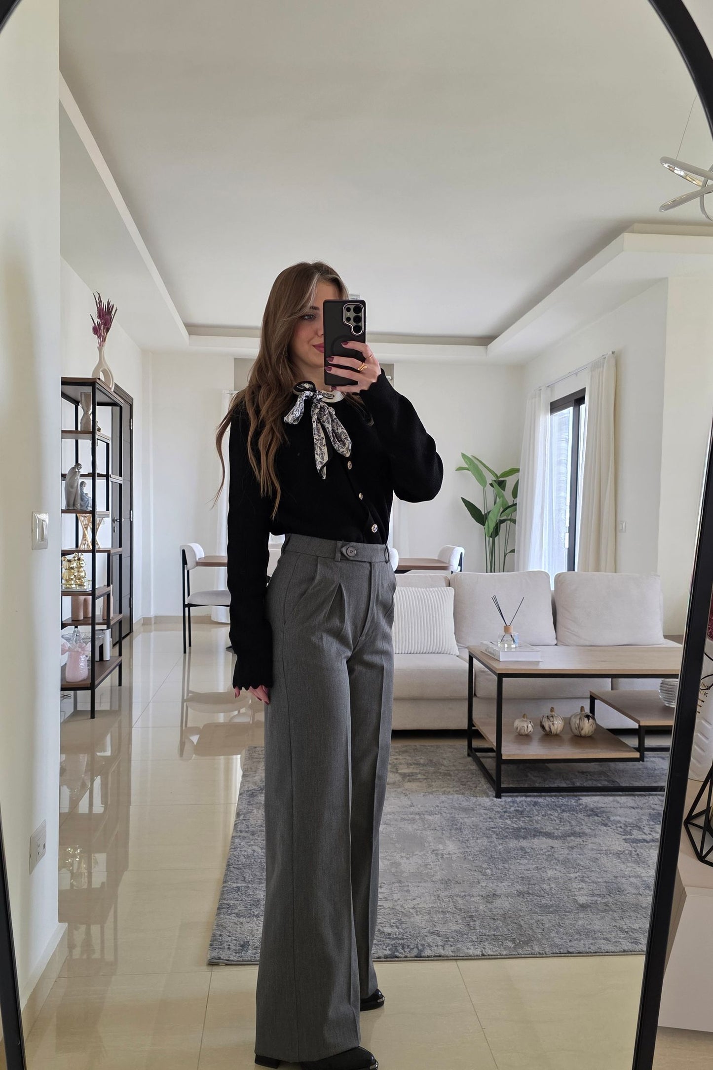 Monica Wide-Leg Pants - Gray