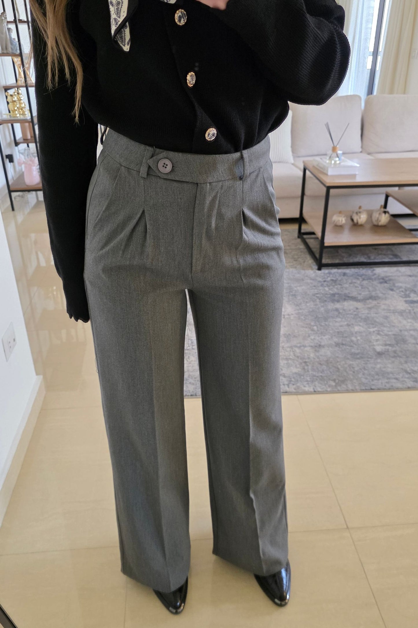 Monica Wide-Leg Pants - Gray