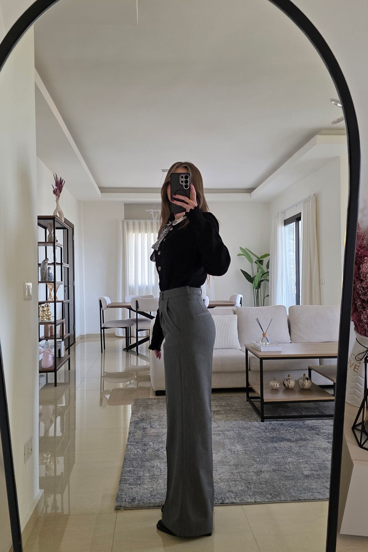 Monica Wide-Leg Pants - Gray