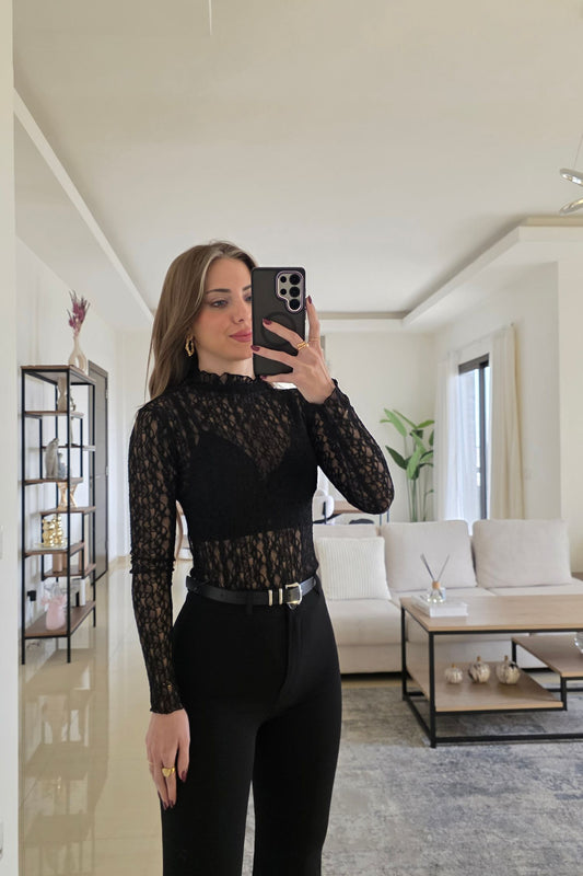 Nancy Lace Body Top - Black