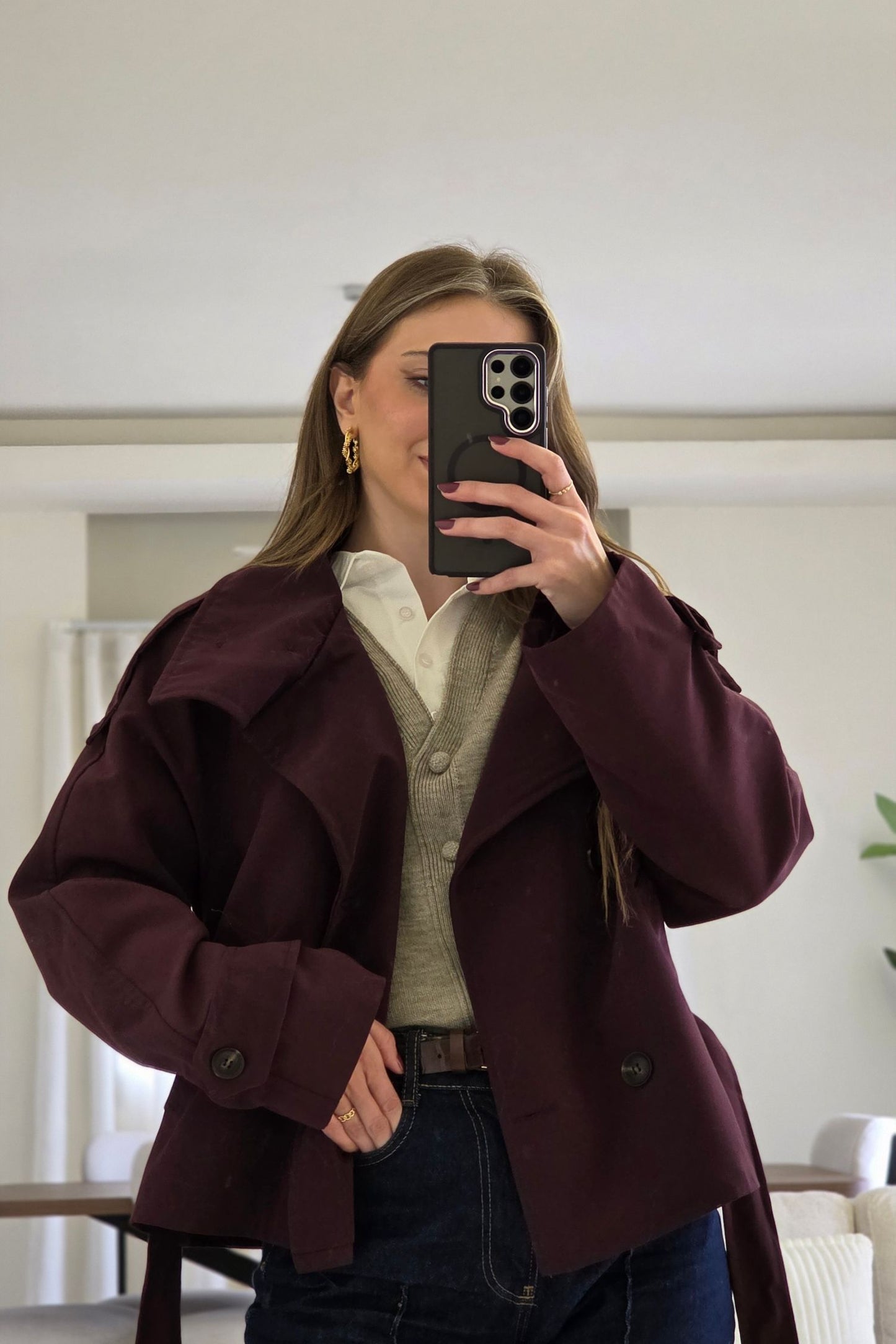 Cyrine Cropped Trench Coat