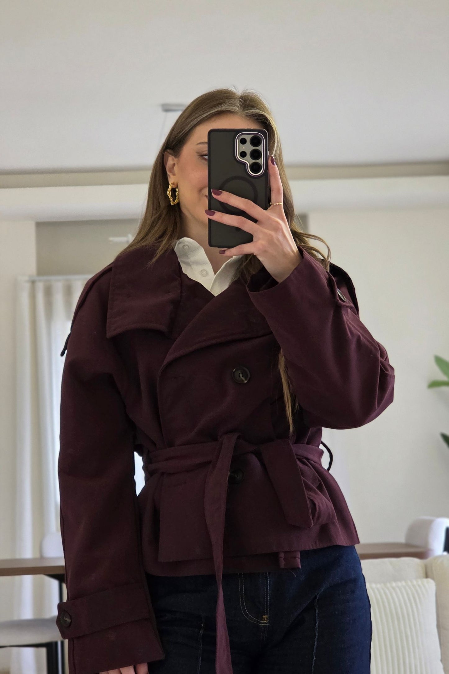 Cyrine Cropped Trench Coat