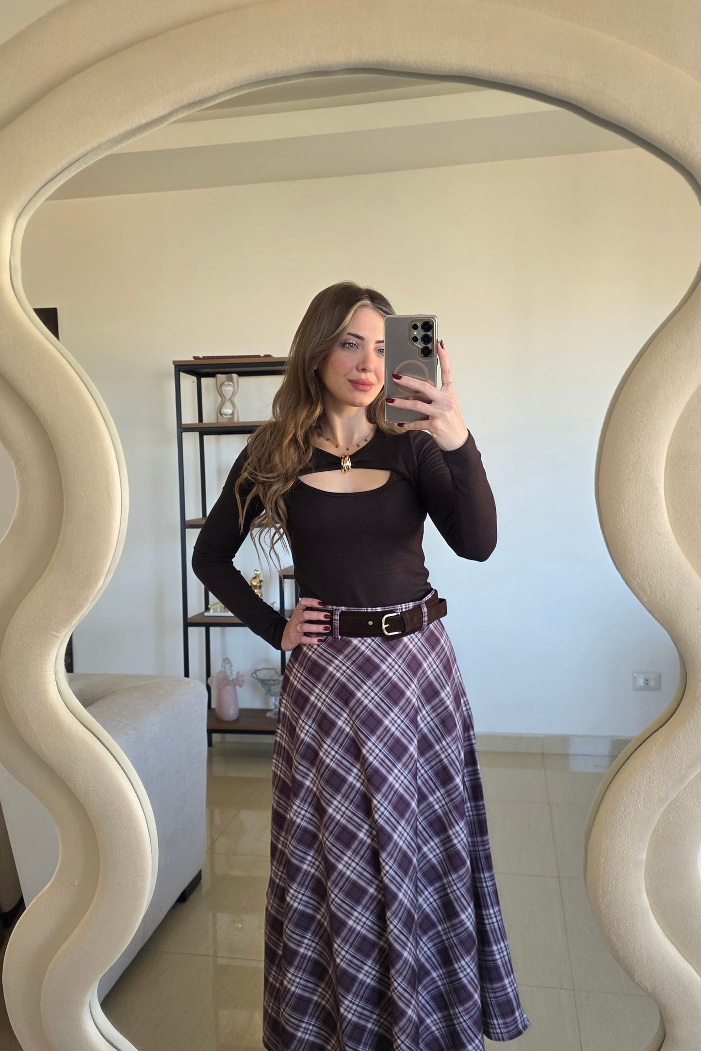 Ariana Ring Detail Top – Brown
