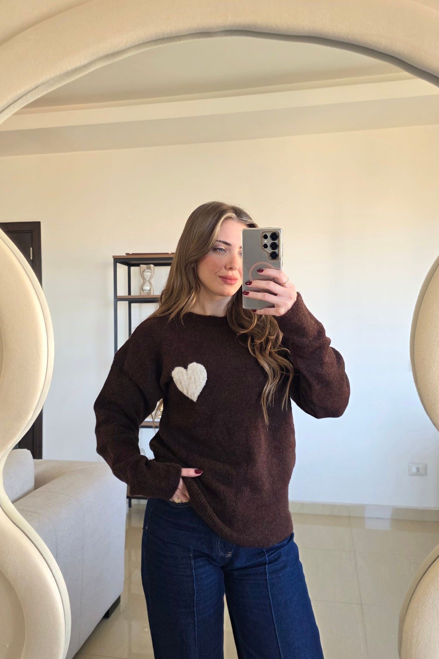 Amelie Heart Knit - Cocoa