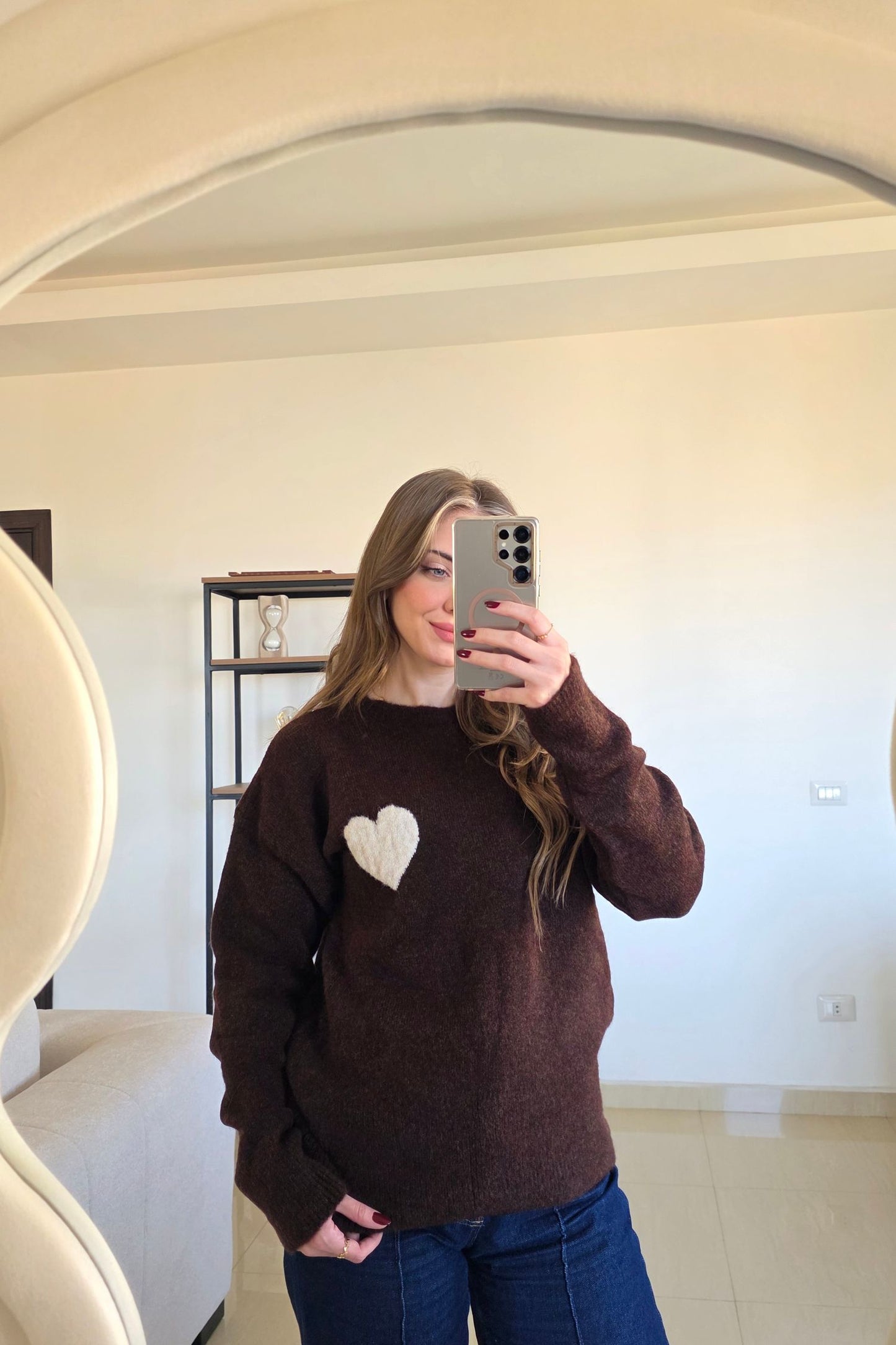 Amelie Heart Knit - Cocoa
