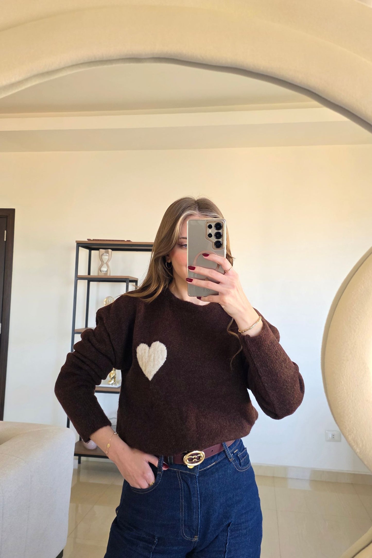 Amelie Heart Knit - Cocoa
