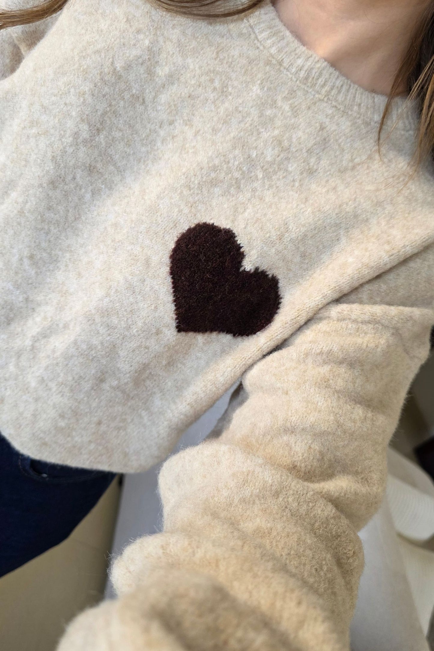 Amelie Heart Knit - Beige