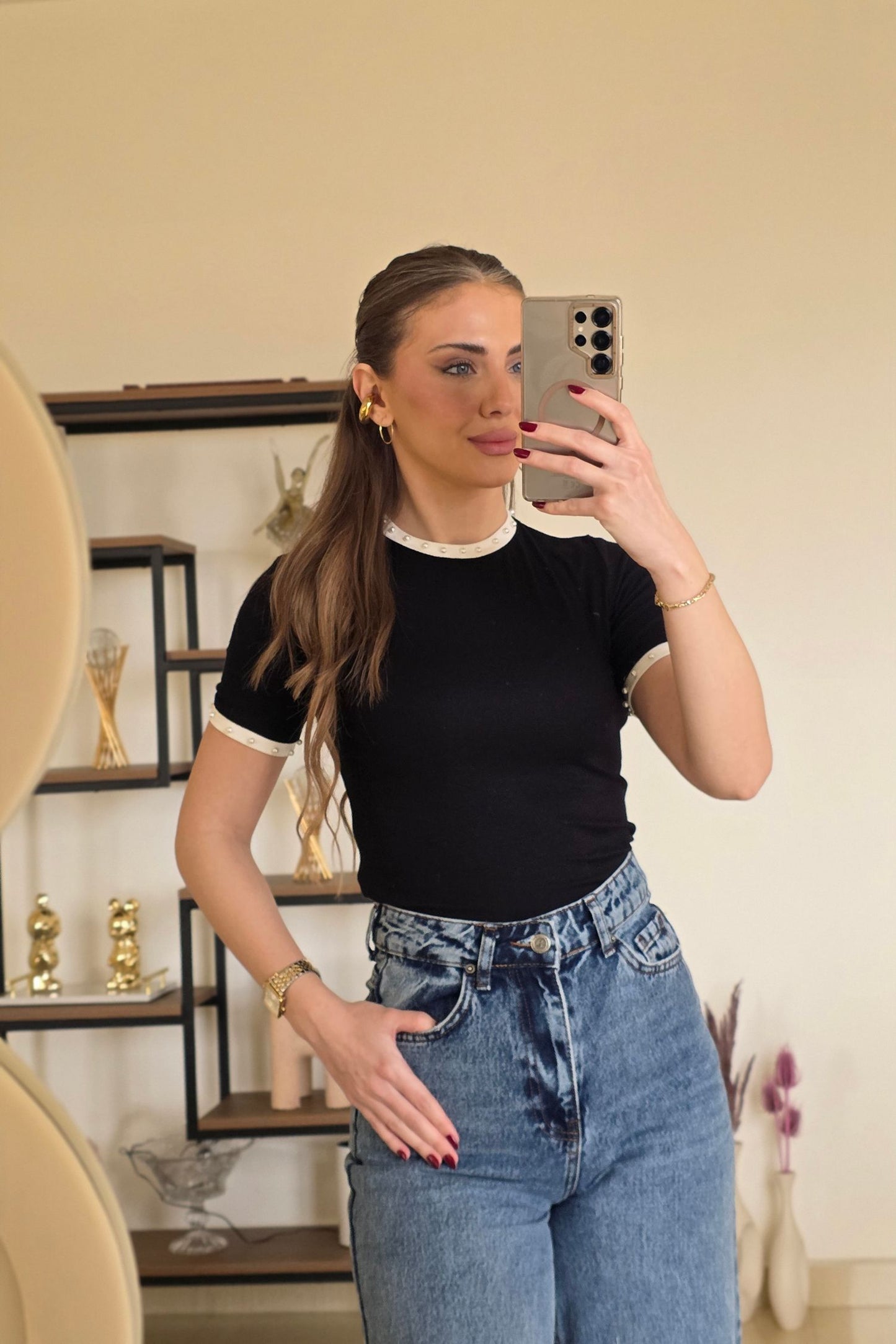 Orea Pearl Top – Black