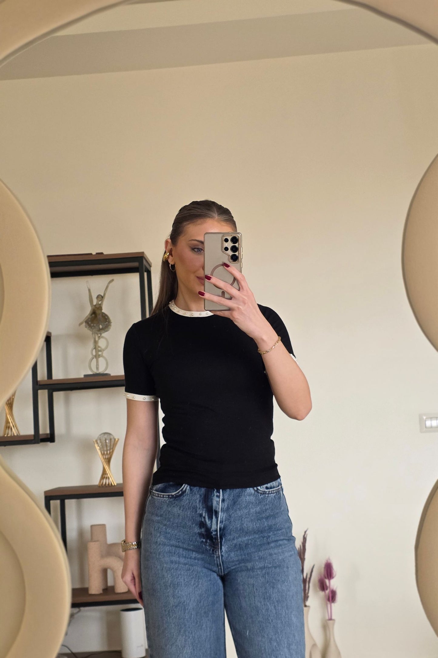 Orea Pearl Top – Black