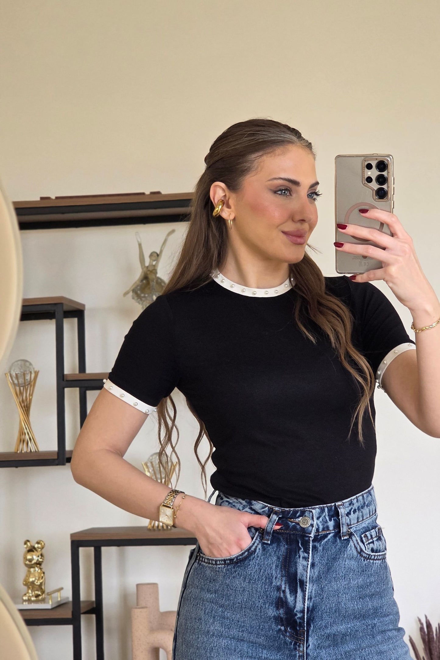 Orea Pearl Top – Black