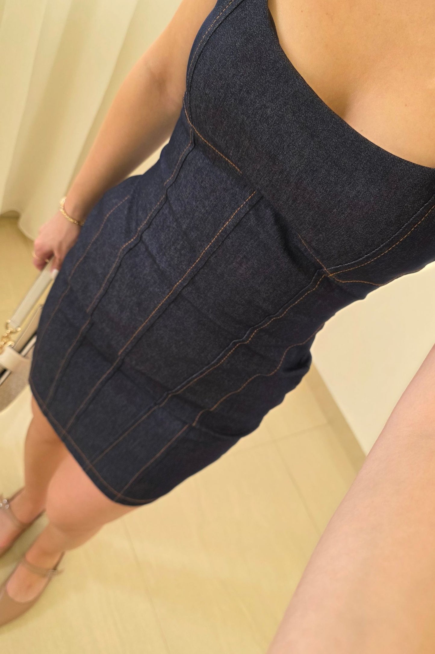 Vanya Denim Mini Dress – Dark Blue