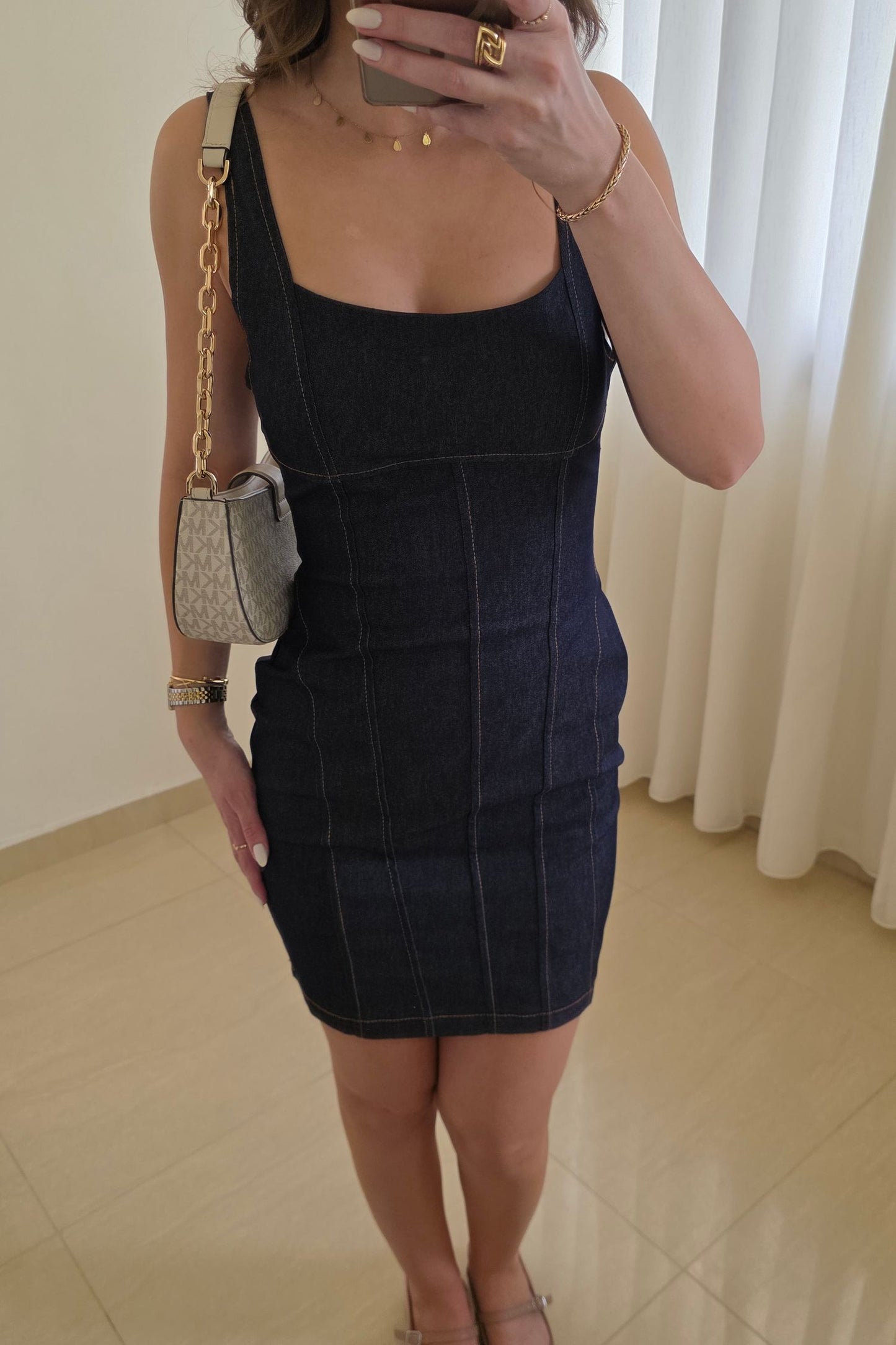 Vanya Denim Mini Dress – Dark Blue
