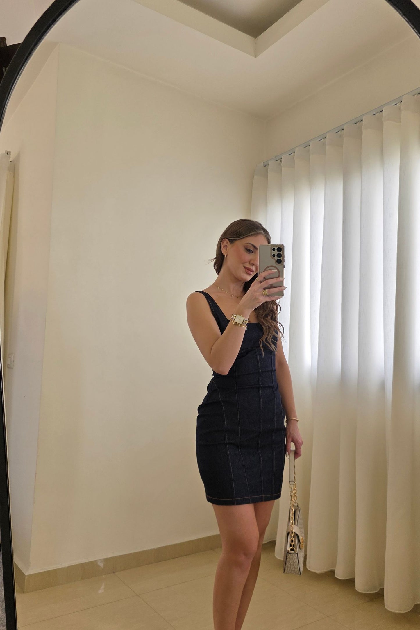 Vanya Denim Mini Dress – Dark Blue