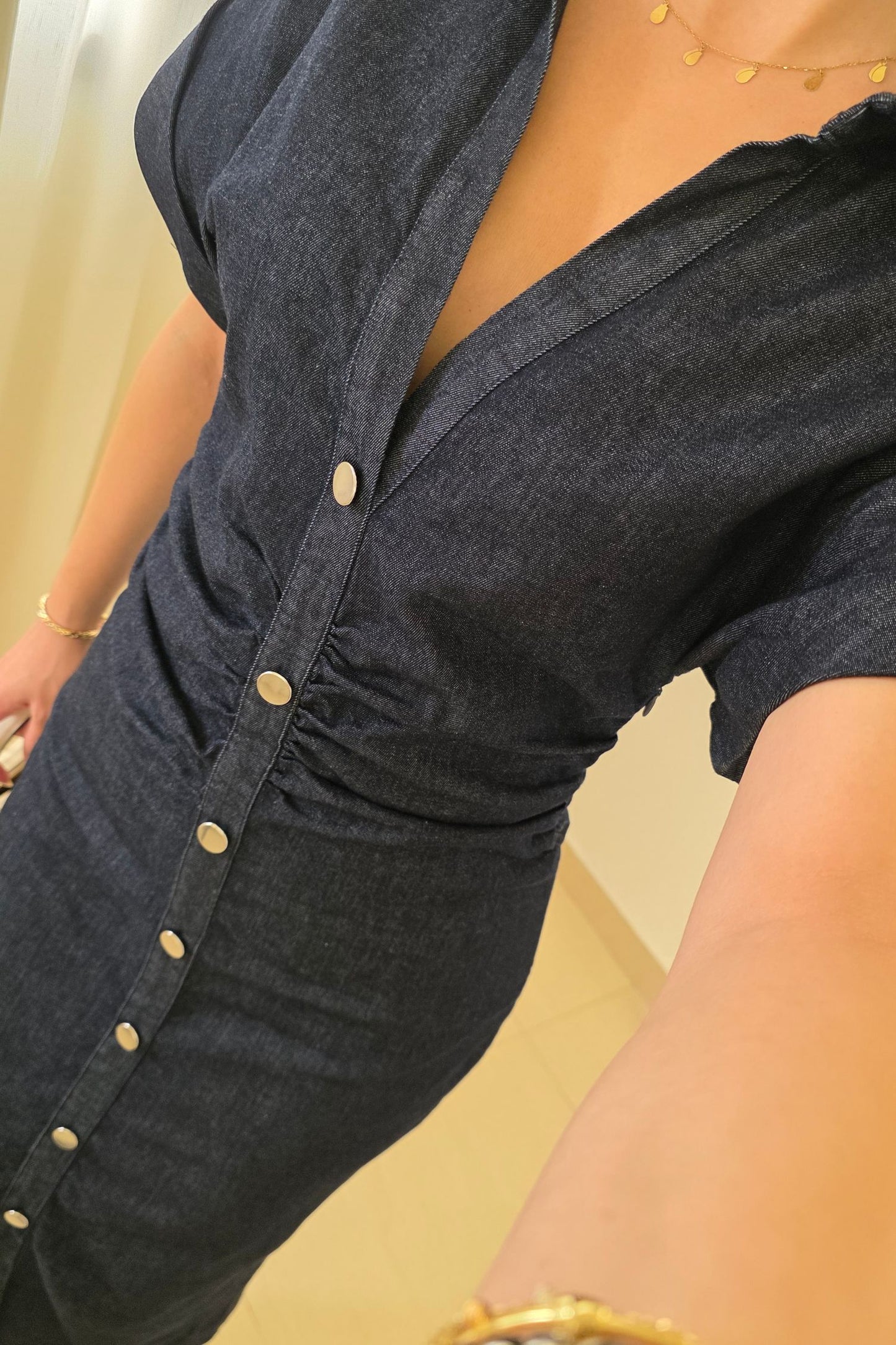 Nessa Denim Midi Dress – Dark Blue
