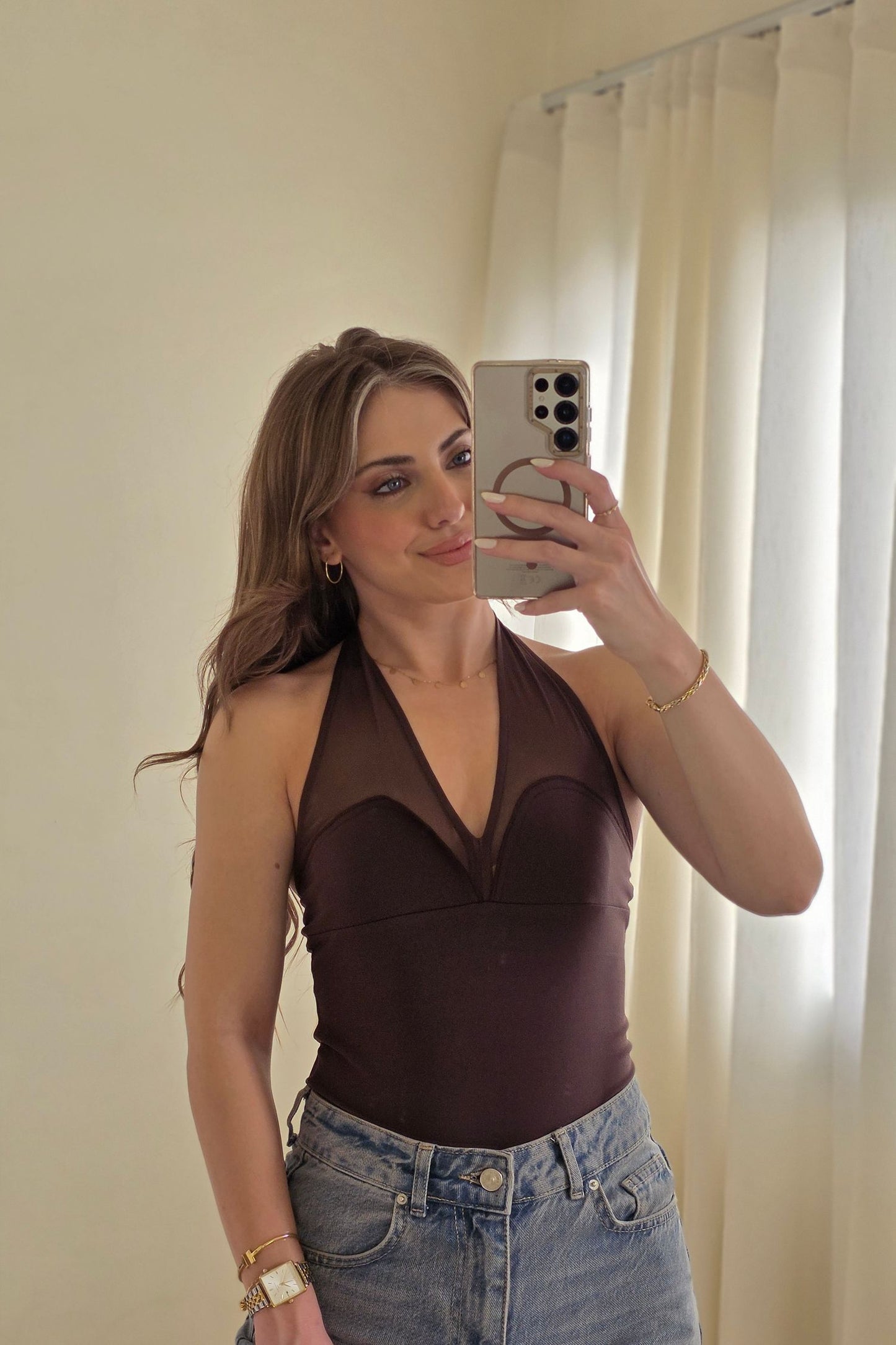 Maria Halter Bodysuit – Chocolate Brown