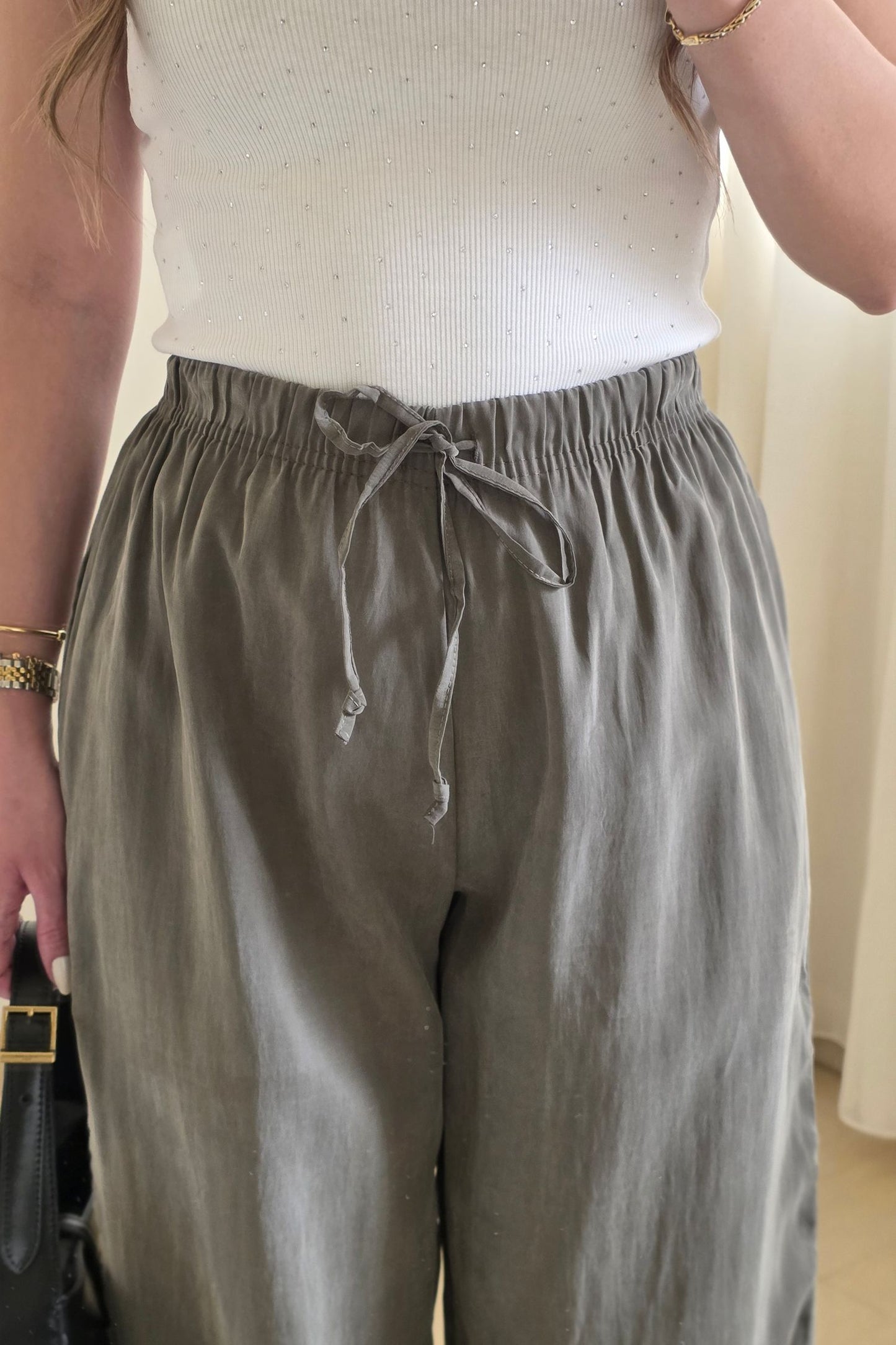 Krystel Wide Leg Pants – Olive Green