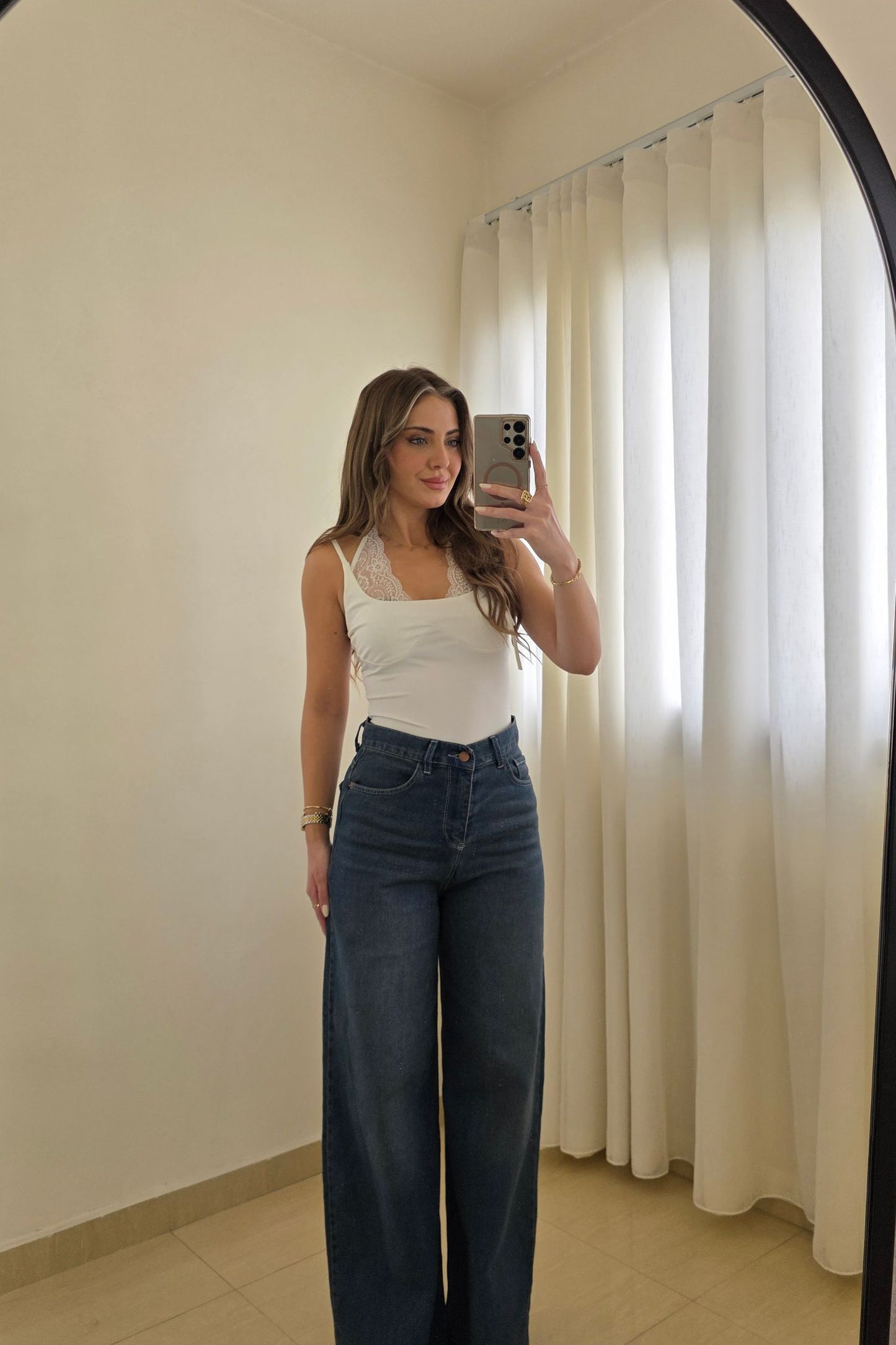 Zeina Wide Leg Jeans – Dark Blue