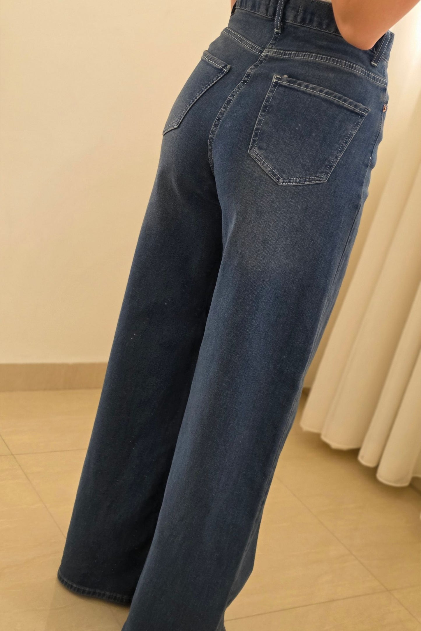 Zeina Wide Leg Jeans – Dark Blue