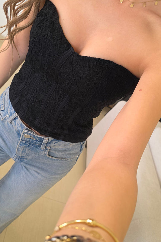 Calista Lace Corset Top – Black
