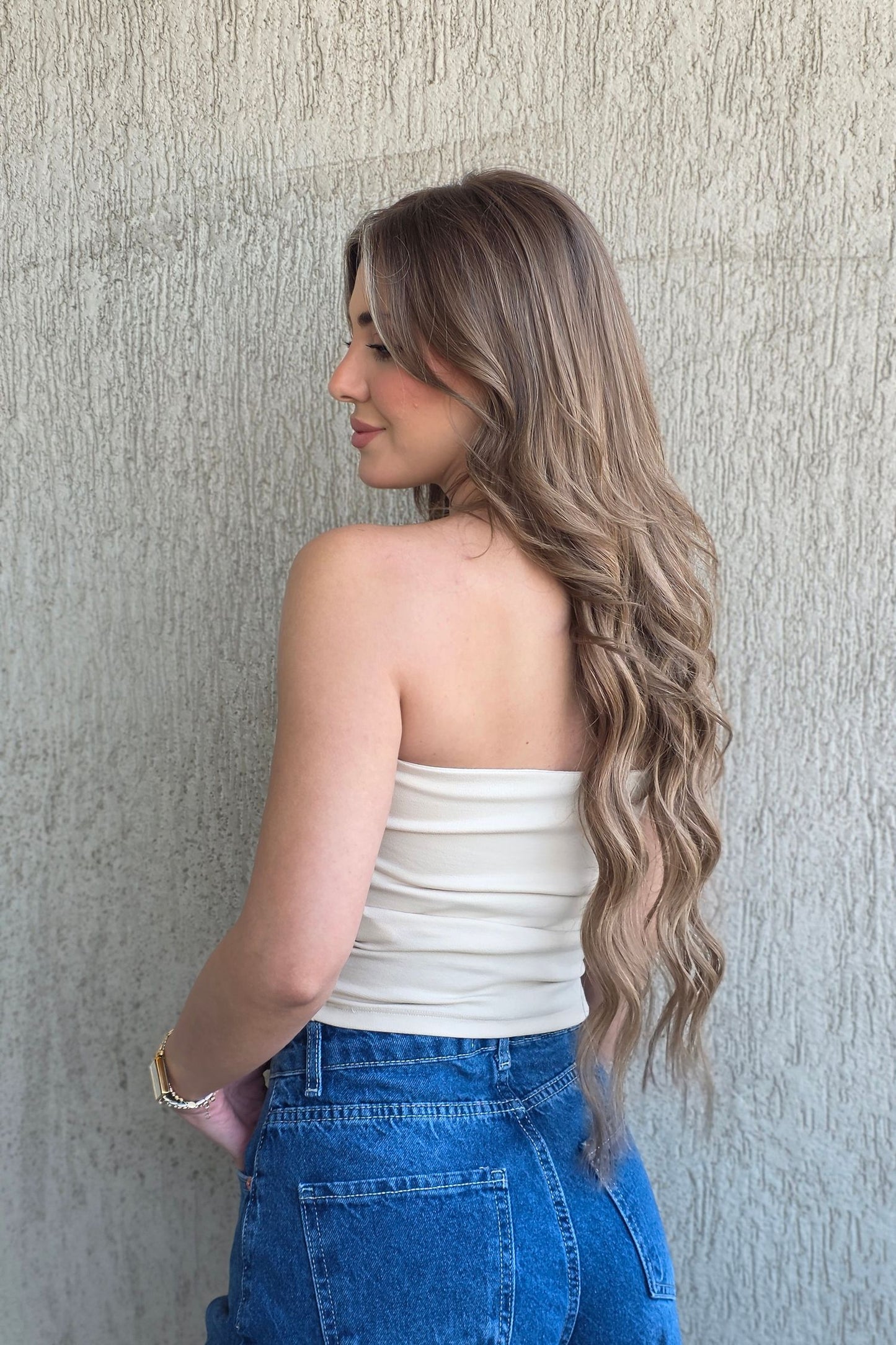 Gaelle Strapless Top – Beige
