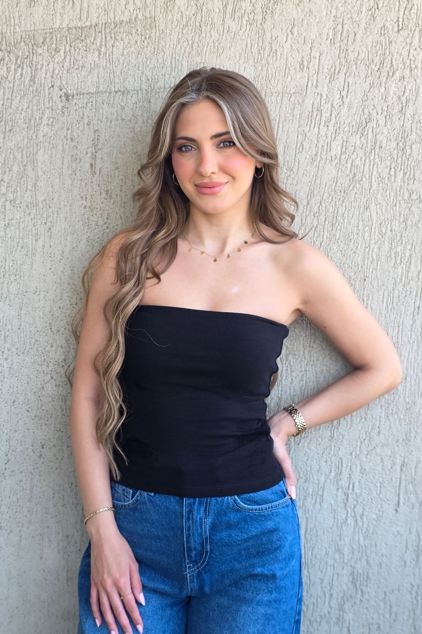 Gaelle Strapless Top – Black