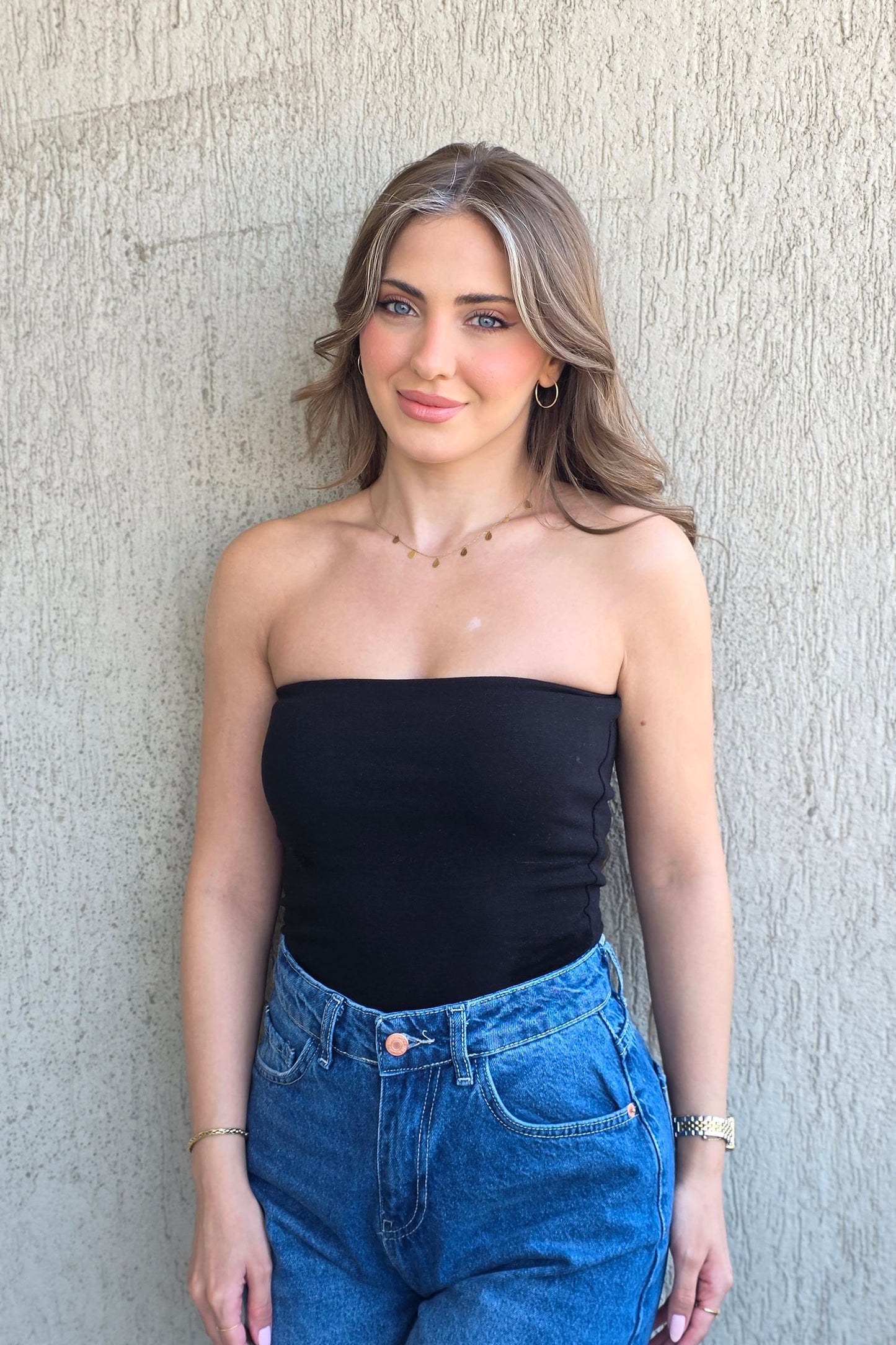 Gaelle Strapless Top – Black