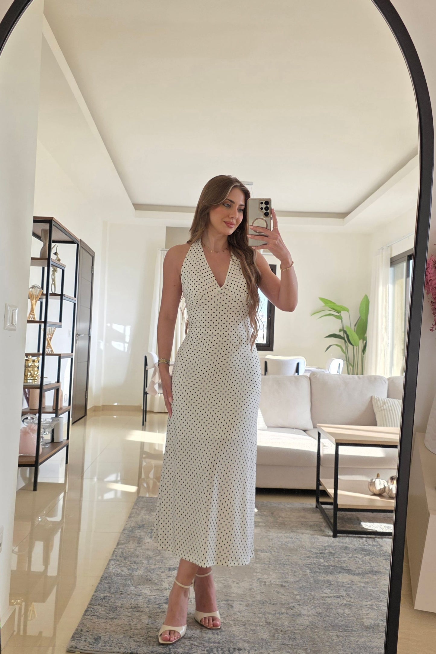 Selene Polka Dot Dress – White