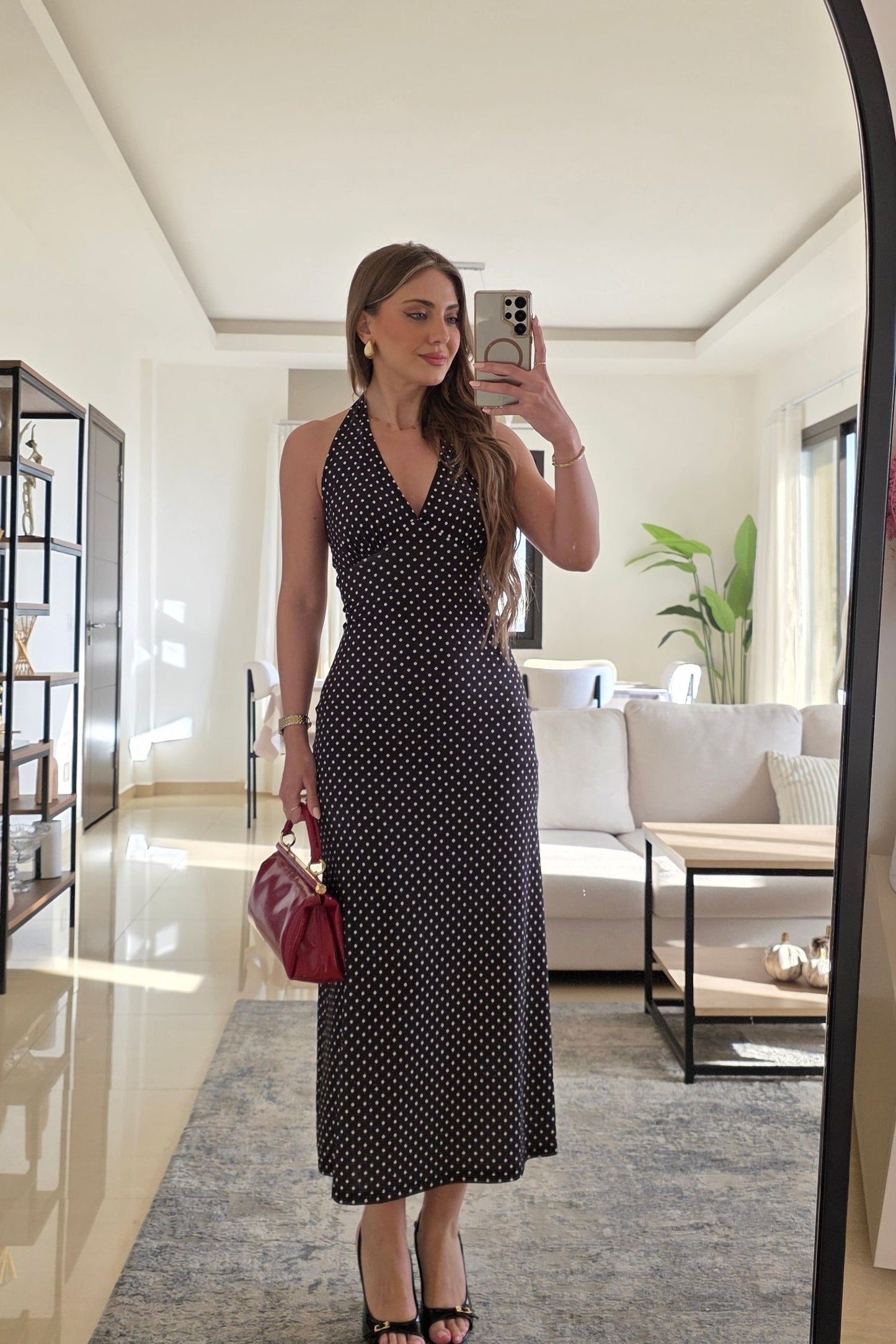 Selene Polka Dot Dress – Black
