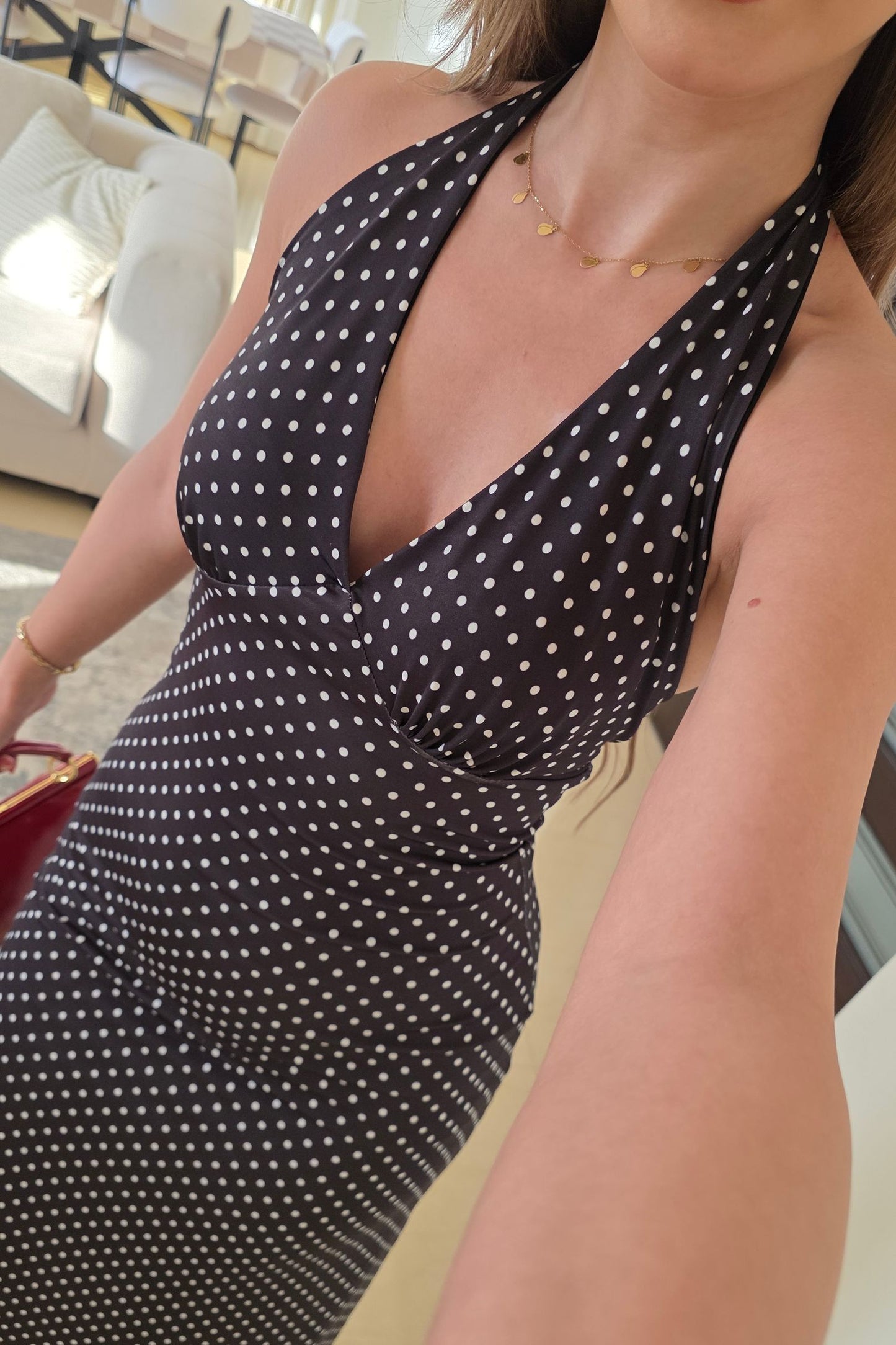 Selene Polka Dot Dress – Black