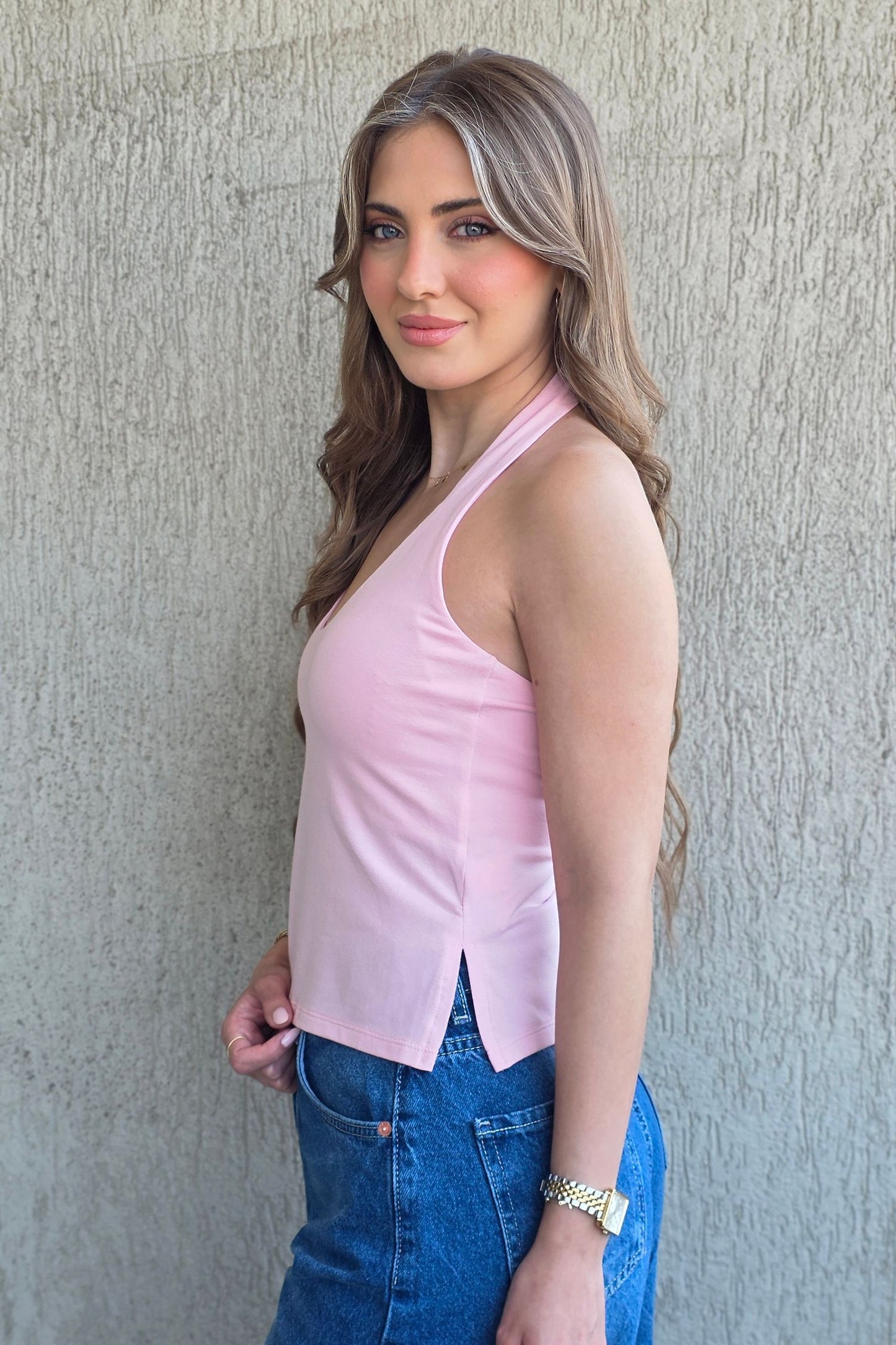 Rosalie Halter Top - Pink