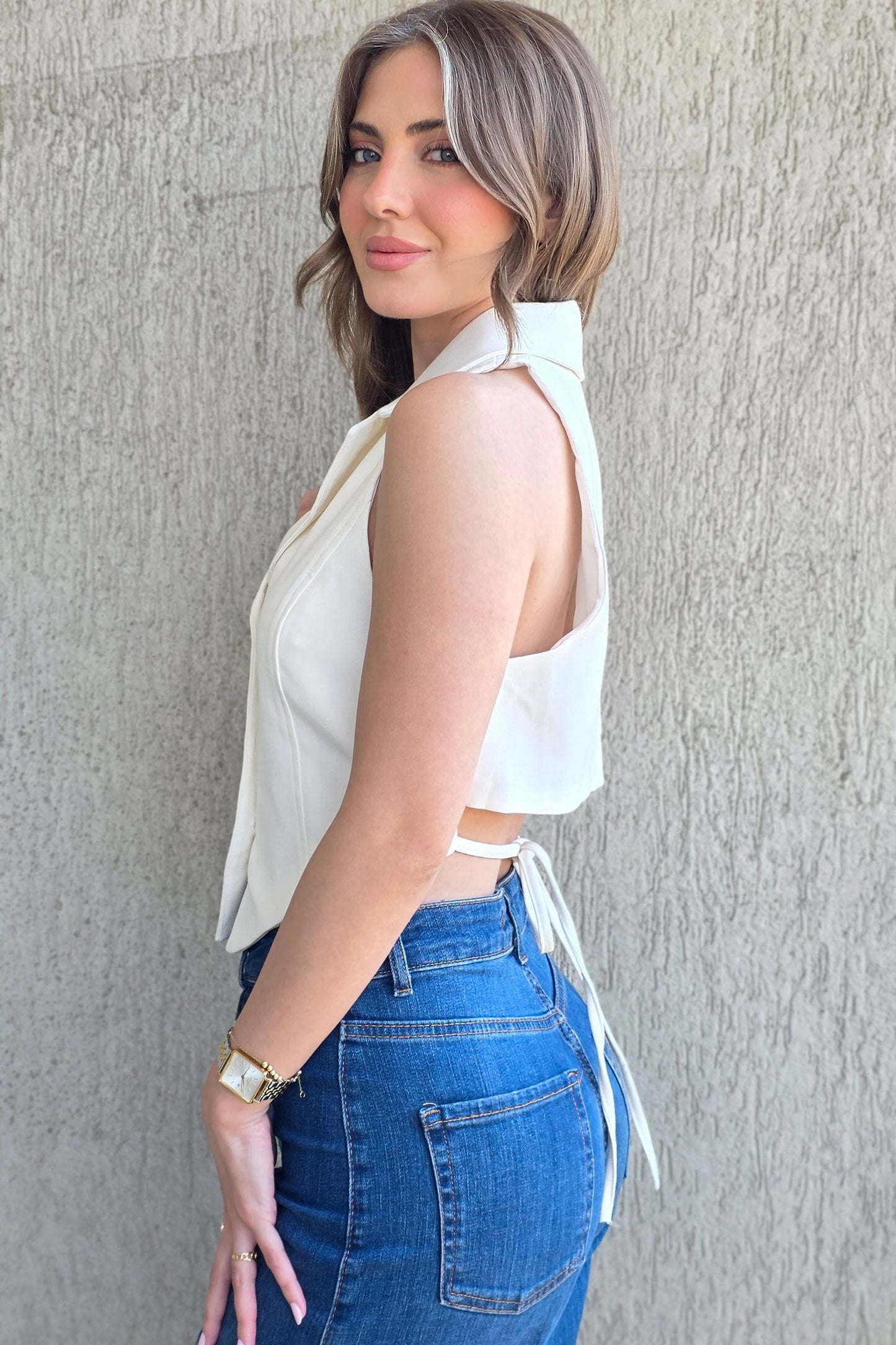 Camille Tailored Vest - White