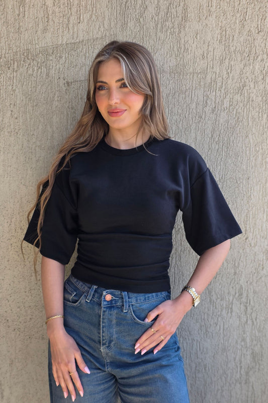 Elowen Sculpt Top – Black