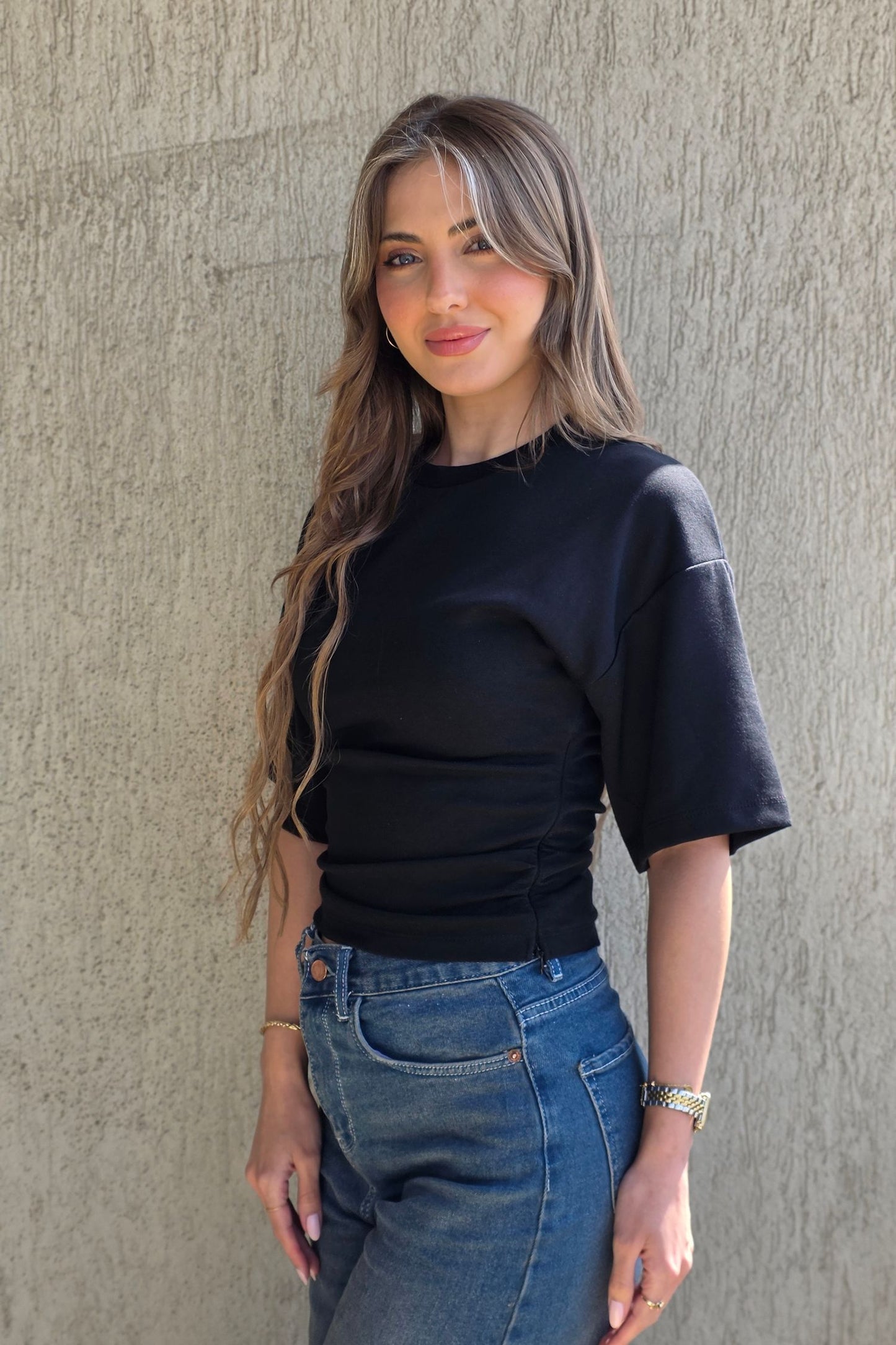 Elowen Sculpt Top – Black