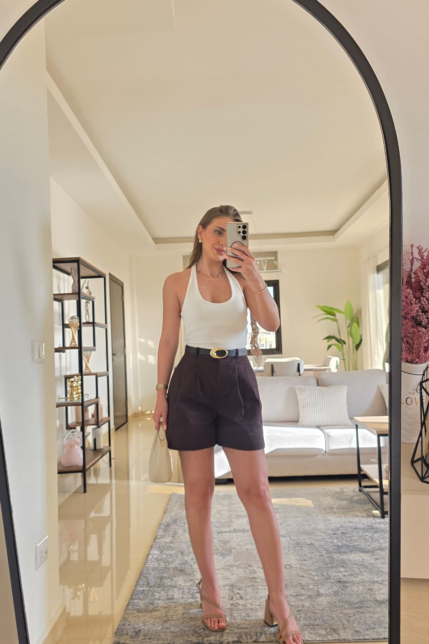Sabrina Belted Shorts – Brown