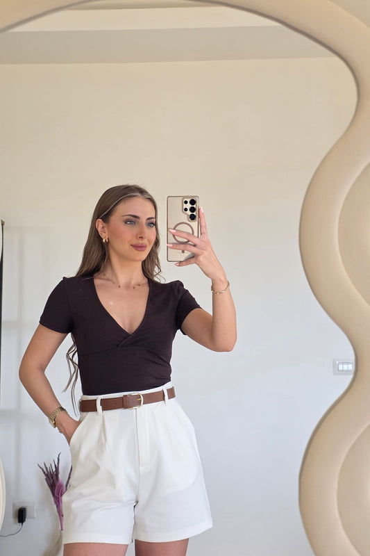 Audrey Wrap Top – Brown