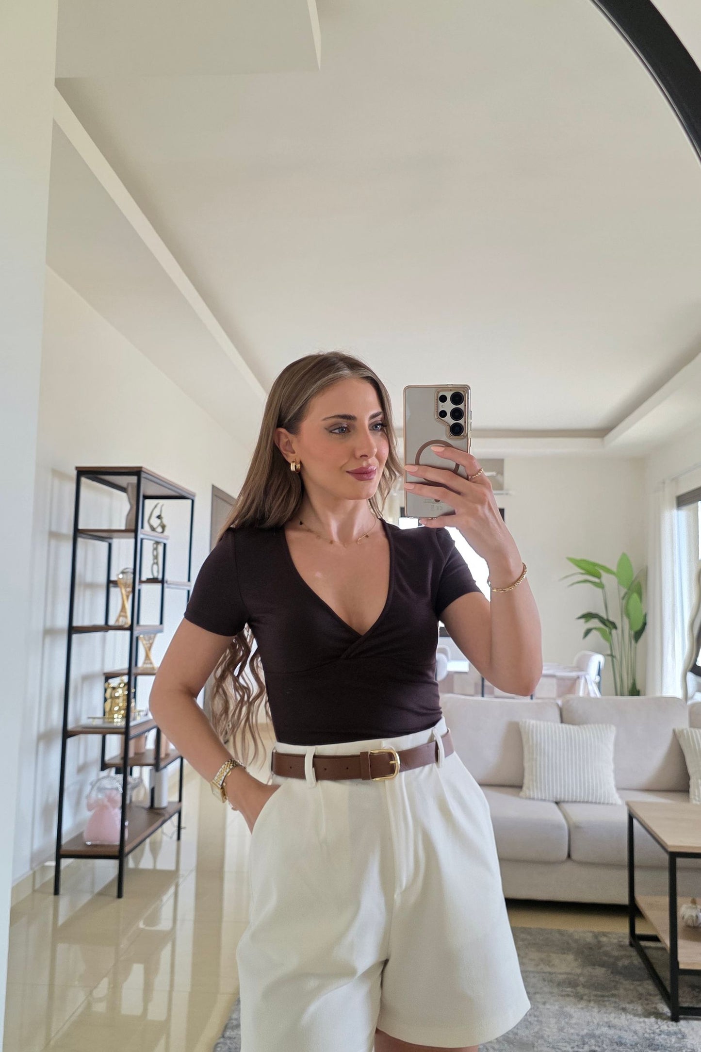 Audrey Wrap Top – Brown