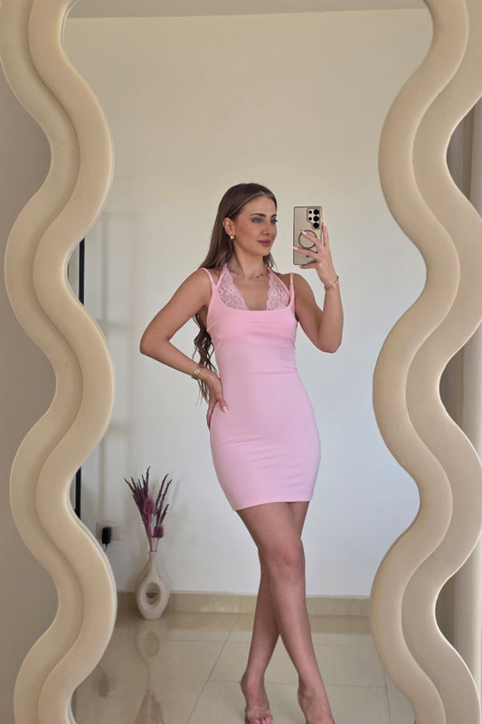 Lacey Mini Dress – Pink
