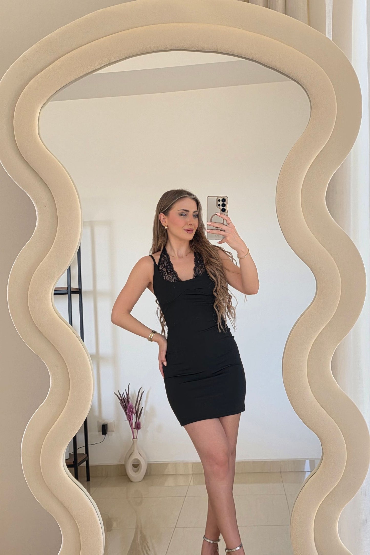 Lacey Mini Dress – Black