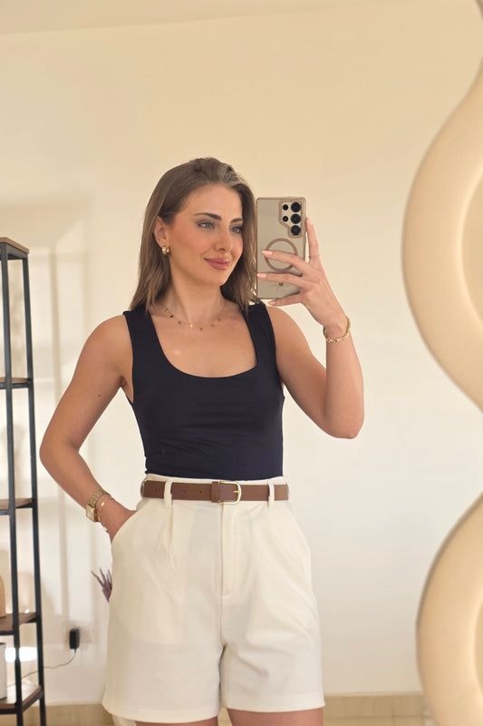 Celine Stretch Top - Navy