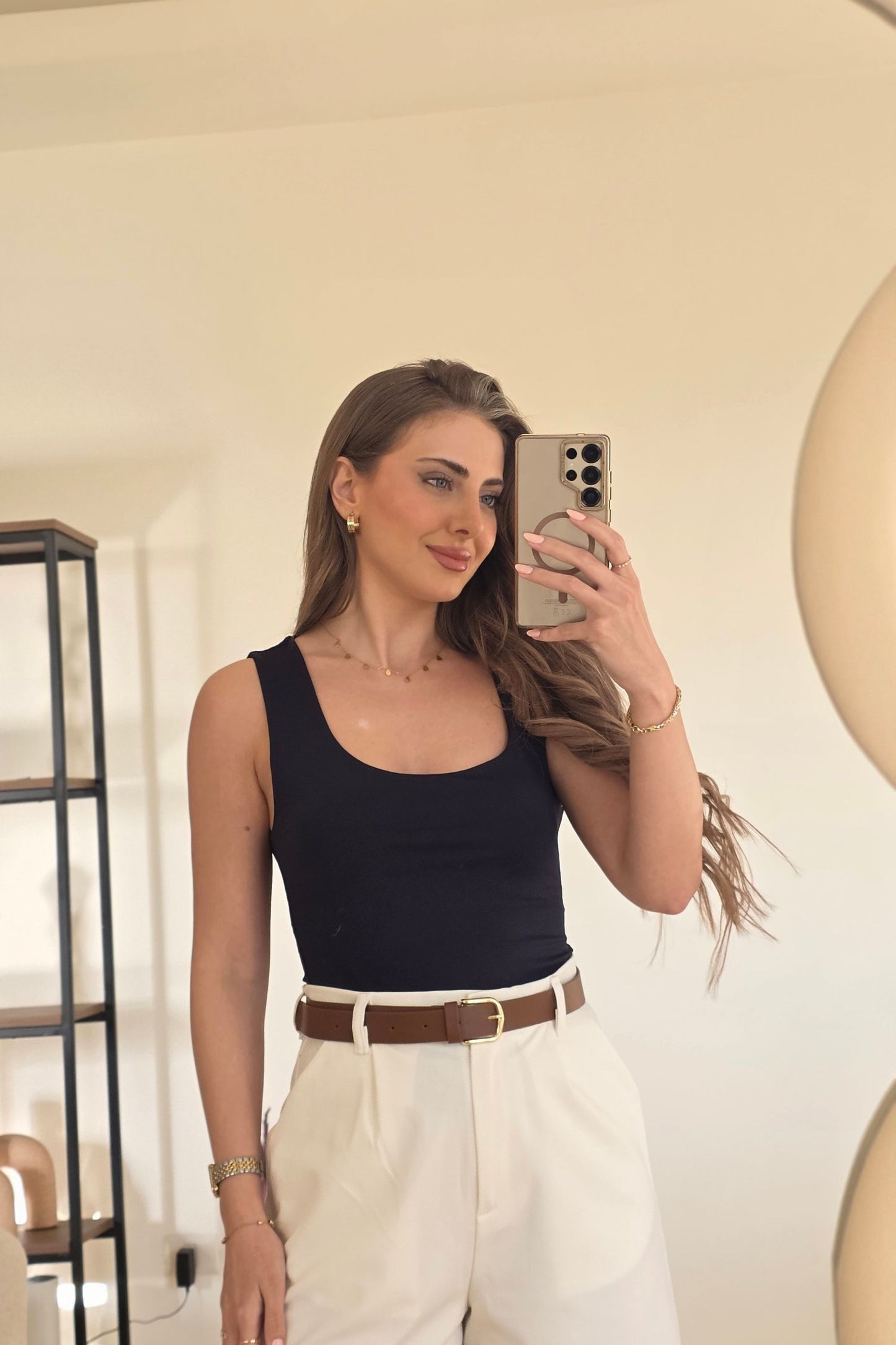 Celine Stretch Top - Navy
