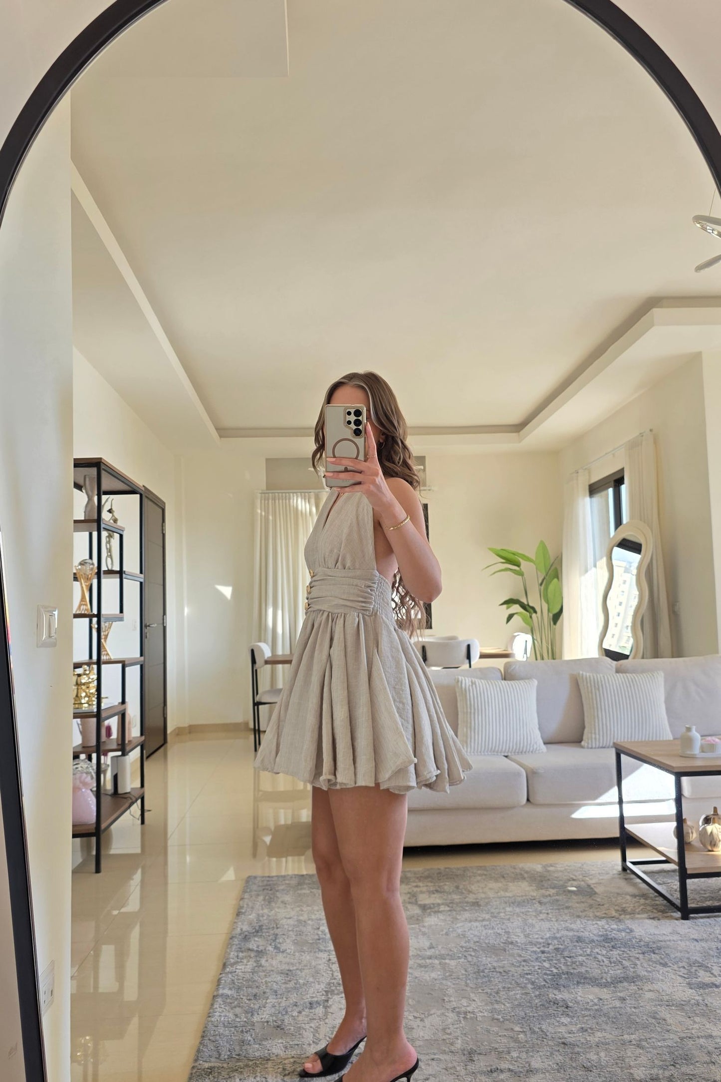 Eliana Mini Dress – Beige