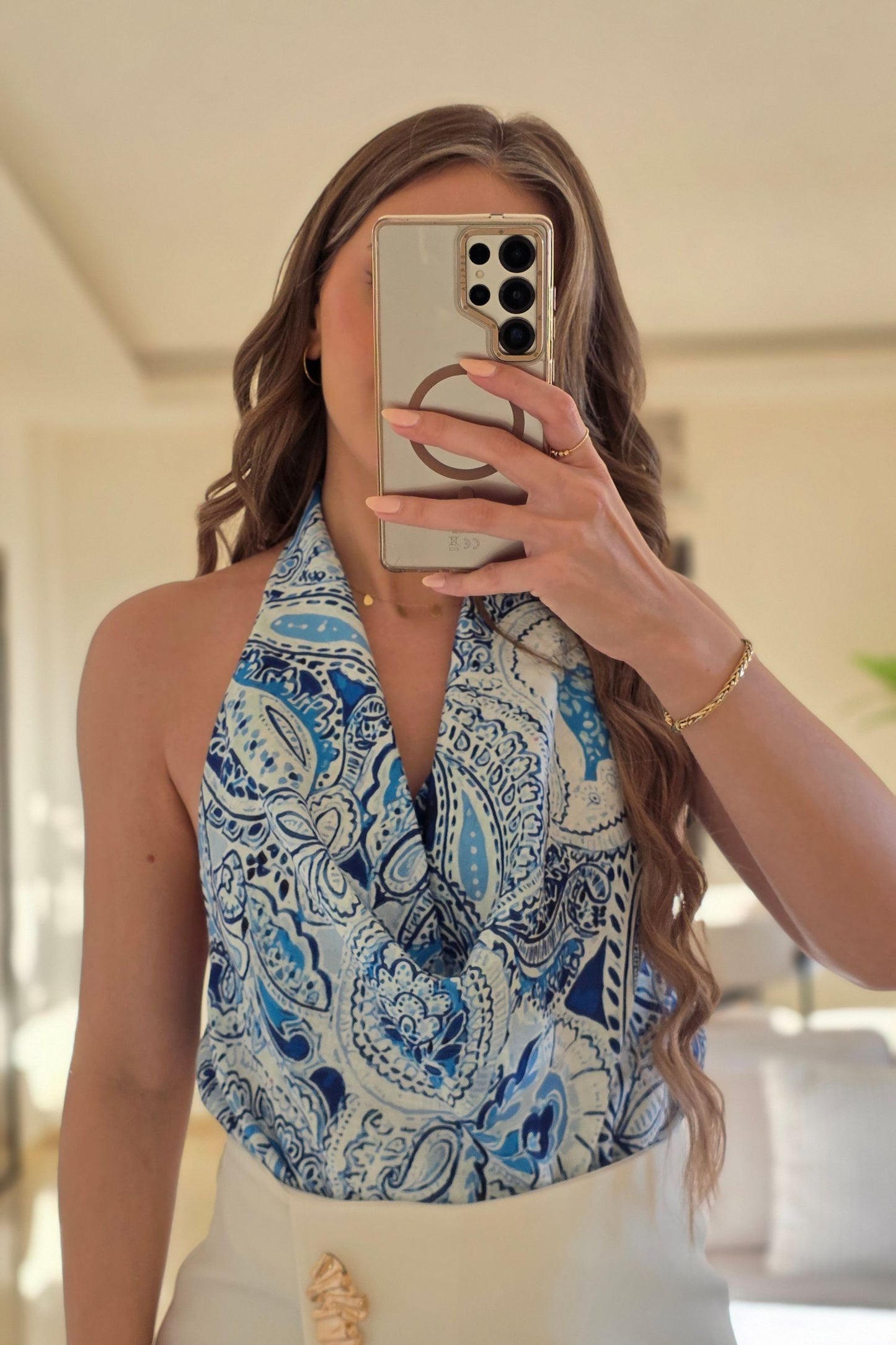 Elsa Halter Top – Blue Print