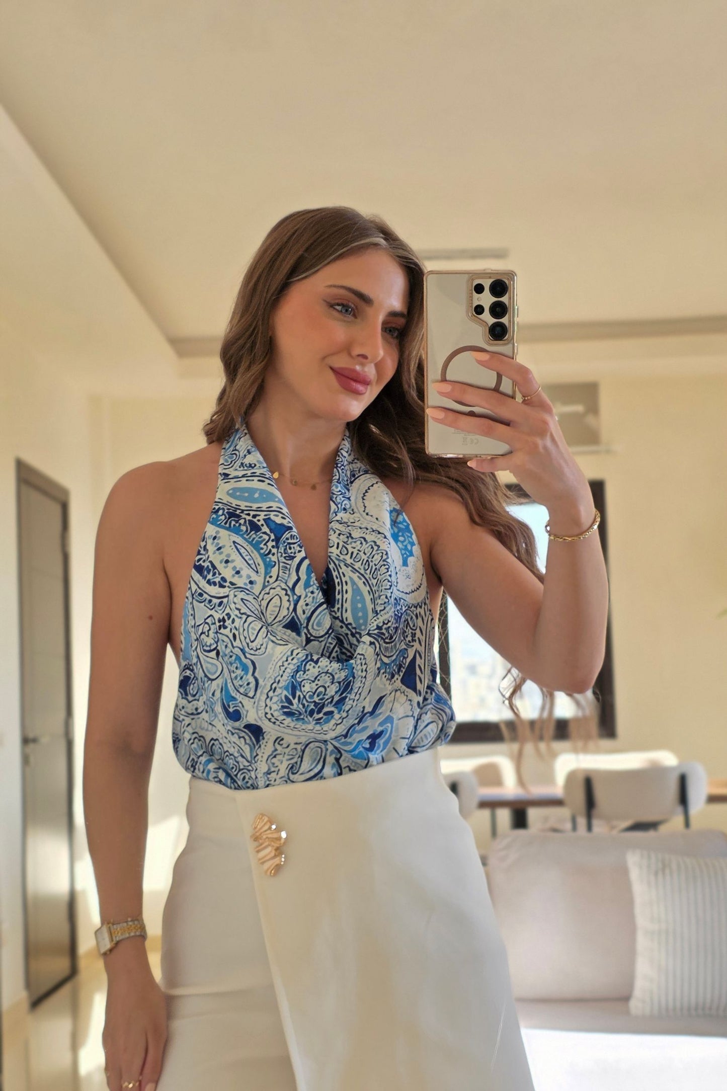 Elsa Halter Top – Blue Print