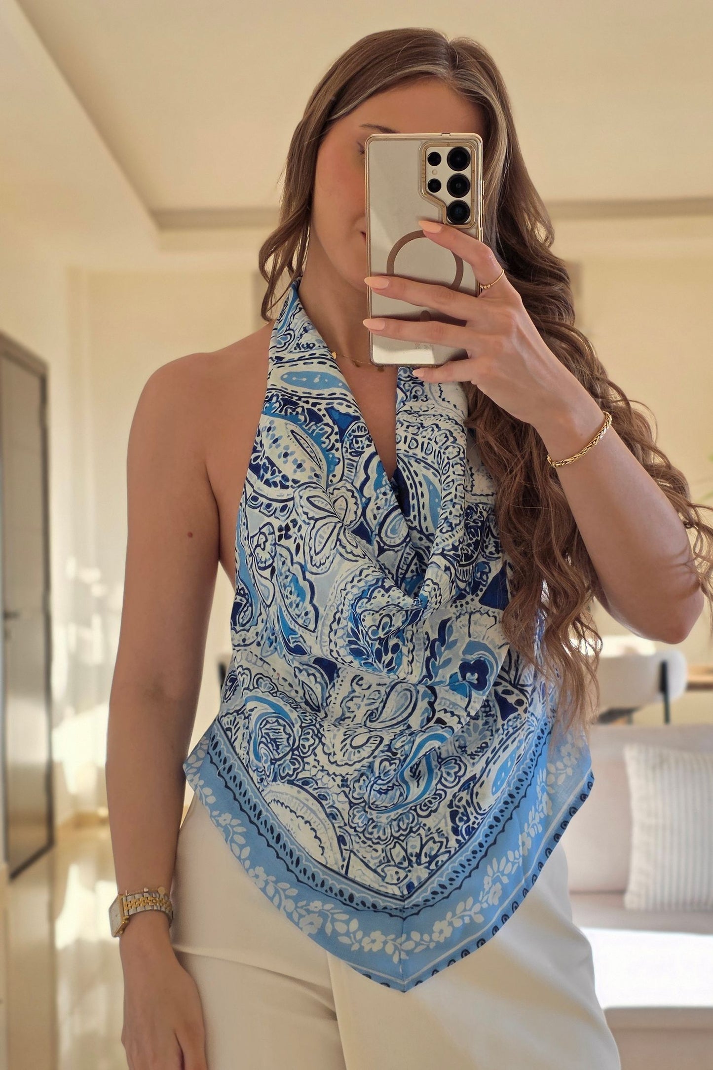 Elsa Halter Top – Blue Print