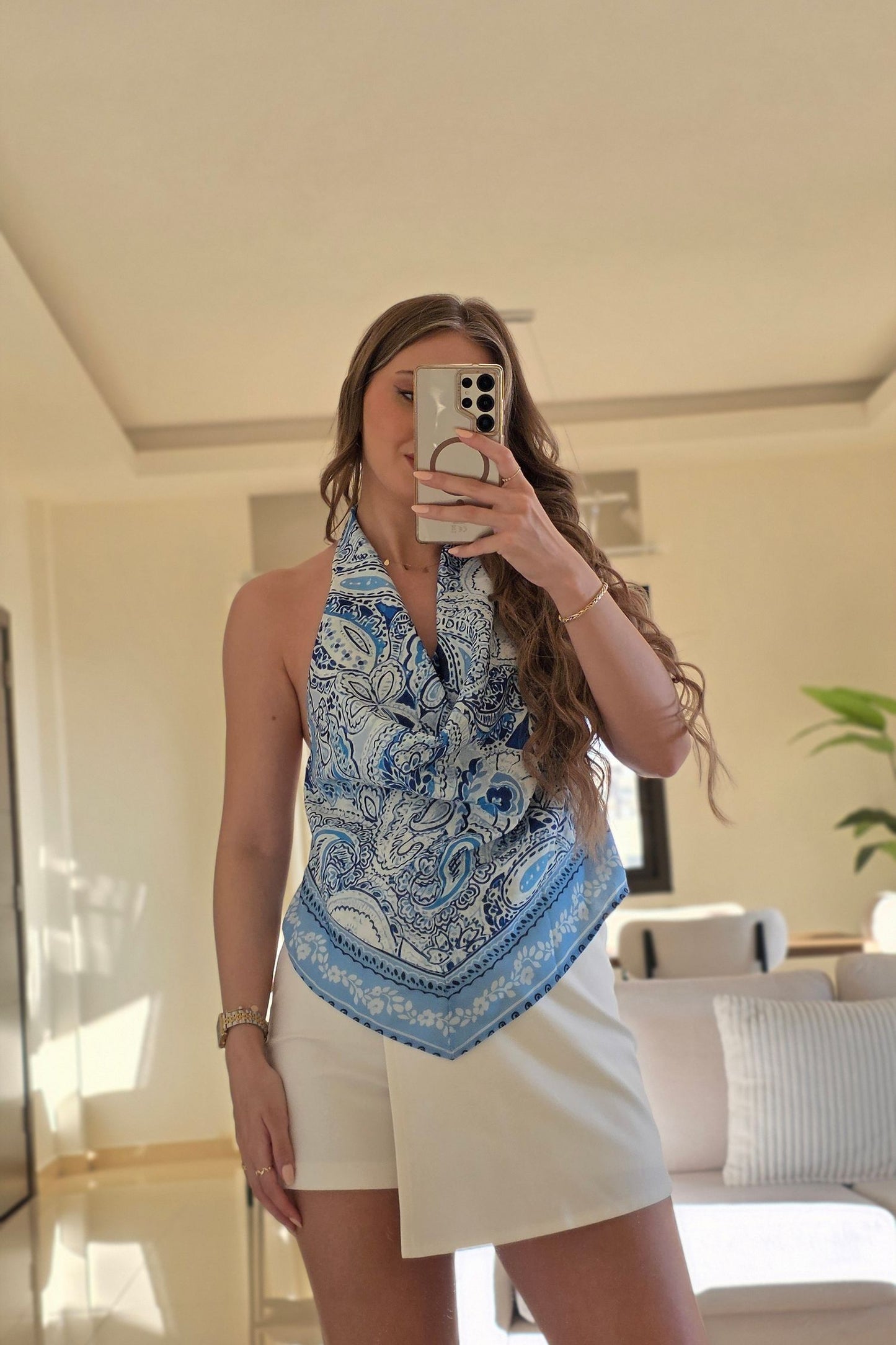 Elsa Halter Top – Blue Print