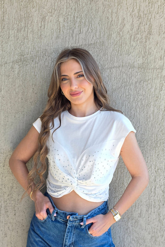 Nicole Crop Top – White