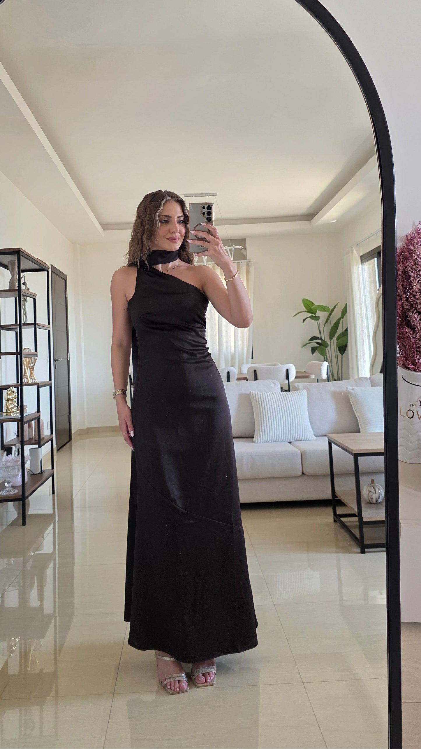 Aurelia Satin Maxi Dress – Brown